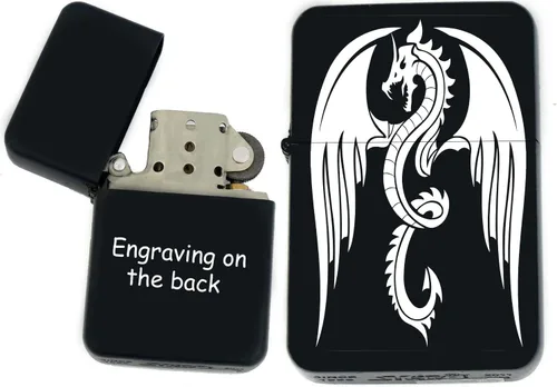 Miniatura 15 de Groomsman - Encendedor personalizado a prueba de viento negro mate, grabado láser gratuito para él, marido, padre, padrinos de boda Yin-yang-tigre