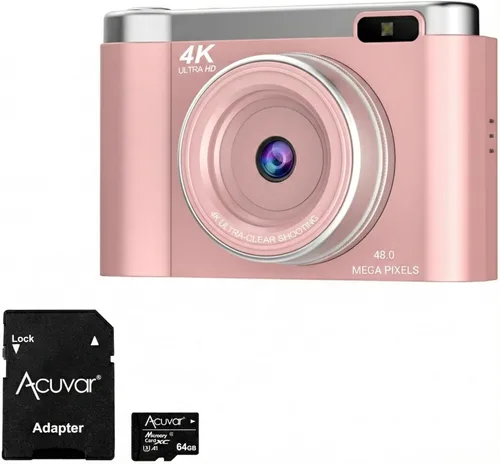Miniatura 4 de Cámara digital 4K para fotografía y viajes – Cámara de vlogging de enfoque automático de 48 MP con pantalla abatible, tarjeta SD de 64 GB, flash