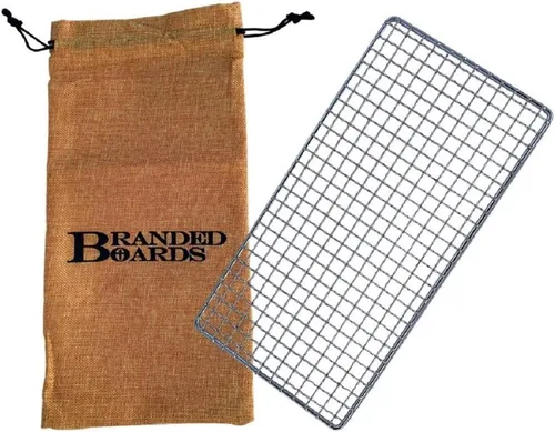 Miniatura 12 de Parrilla portátil de Bushcraft con rejilla para barbacoa de acero inoxidable, tabla de cortar de bambú, bolsa de arpillera, cuchillo mini, kits