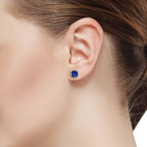Miniatura 3 de Gem Stone King Aretes redondos de plata de ley 925 con piedra natal de 0.236 in para mujer
