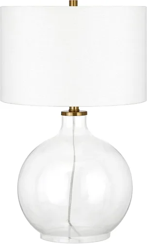 Miniatura 5 de Laelia - Lámpara de mesa de 24.75 pulgadas de alto con pantalla de tela en vidrio transparente/bronce ennegrecido/blanco