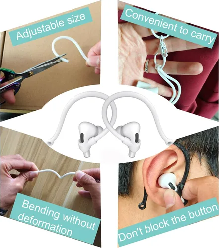 Miniatura 6 de Ganchos ajustables para las orejas compatibles con AirPods 4, 3, 1, 2 y Pro y auriculares intrauditivos con vástagos, 2 pares seguros y cómodos