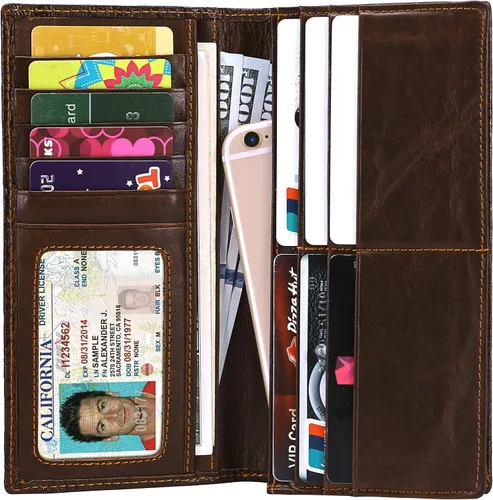 Miniatura 2 de Itslife Billetera larga con diseño de RFID vintage para hombre Aligater Brown Vintage