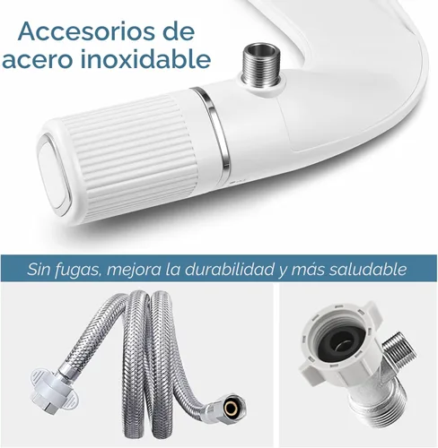 Miniatura 4 de BIGCOW - Accesorio de bidé ultrafino para inodoro, boquilla doble (lavado frontal y trasero), presión de agua fría ajustable y entrada de acero