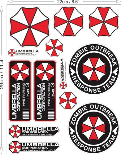 Miniatura 3 de Juego de 13 calcomanías para paraguas Calcomanias Raccoon City Car Window Truck Bumper Bike Vinyl