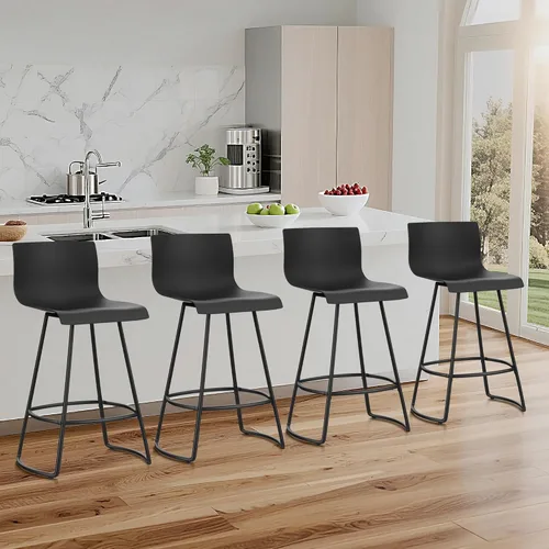 WENTMENT Juego de 4 taburetes de bar giratorios de altura de mostrador con respaldo de 24 pulgadas con asiento de plástico, taburetes de bar de