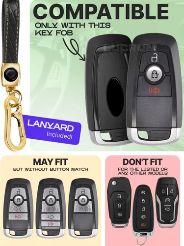 Miniatura 2 de Lucrum Compatible con funda para llavero Ford y llavero de cuero, funda para llavero para F150, F250, F350, F450, Edge Explorer (2018-2025)