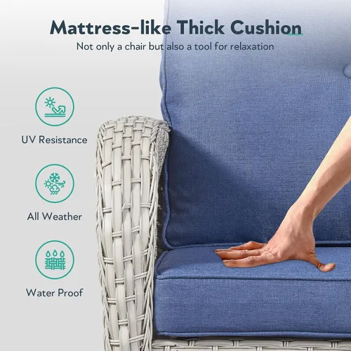 Miniatura 5 de Mecedora de Artfurniz para patio: Silla mecedora de mimbre para exteriores con cojín removible, con capacidad de peso de 300 libras, asiento Mimbre