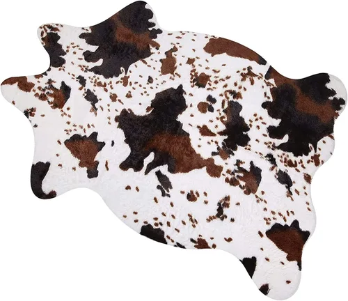 Miniatura 9 de MACEVIA Alfombra de piel de vaca sintética, bonita alfombra con estampado de vaca, alfombra de área animal, decoración occidental para sala