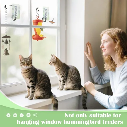 Miniatura 7 de Soporte de ventana para colgar comederos de pájaros: comedero de metal colgante para pájaros de 6 pulgadas - comedero geométrico para colibríes