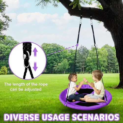 Miniatura 3 de AB - Columpio de platillo para niños, columpio de árbol al aire libre de 40 pulgadas con capacidad de peso de 660 libras, tela Oxford impermeable