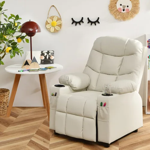 Miniatura 2 de Costzon Silla Reclinable para Niños con Portavasos, Silla de Descanso Ajustable con Reposapiés y Bolsillos Laterales para Habitación de Niños