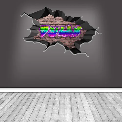 Miniatura 2 de Calcomanía de pared con nombre personalizado, graffiti 3D Arte personalizado calcomanía decorativa de vinilo Removible Despegar y pegar