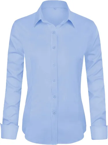 Miniatura 9 de Lunira - Camisas de manga larga con botones para mujer, prendas de vestir formales de trabajo, tops clásicos de oficina para mujer