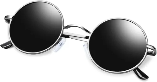 Miniatura 21 de KANASTAL Gafas de sol redondas polarizadas para mujeres y hombres, estilo hippie con protección UV400