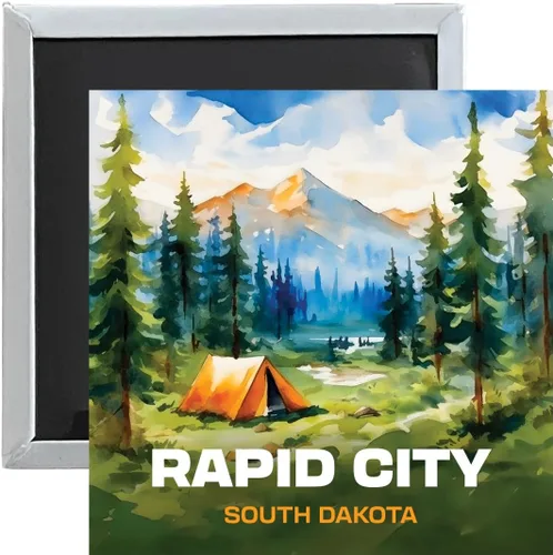 Rapid City South Dakota Souvenir - Tienda de campaña con imán (2,5 x 2,5 pulgadas)