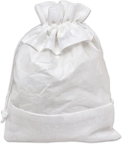 Miniatura 2 de 12 paquetes de bolsas de regalo grandes de lino, arpillera y organza con cordones (16,5 x 21,6 cm, blancas) - Favores de fiesta, regalos, muestras