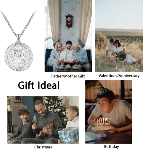 Miniatura 6 de Collar de plata de ley 925 con medalla de San Patrón, colgante de protección católica, amuleto, joyería religiosa para hombres y mujeres