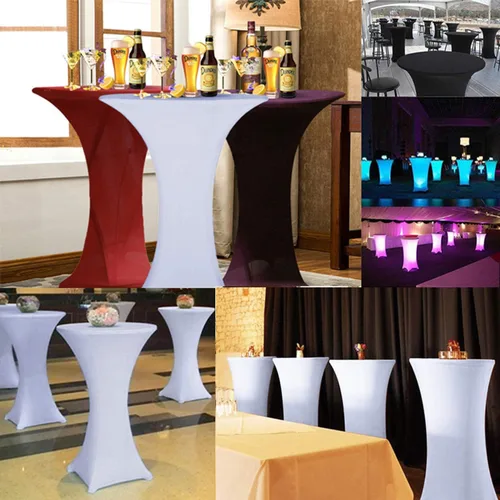 Miniatura 8 de RELIANCER 1 paquete de fundas para mesa de cóctel, mantel de elastano ajustado de 30"x42", mantel redondo elástico para mesas altas, fundas de mesa