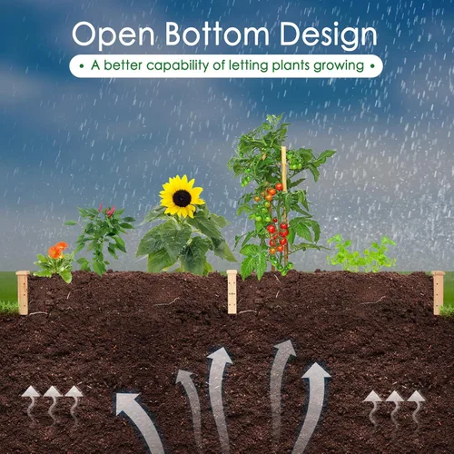 Miniatura 8 de Kit de jardinería Giantex, tipo cama de madera, para cultivar plantas y vegetales, Madera