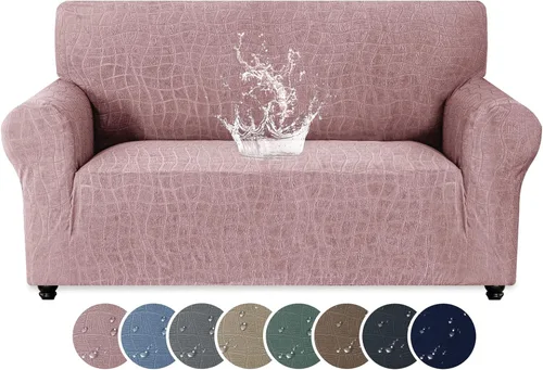 Miniatura 36 de MAXIJIN Funda impermeable para sillón de sala de estar, 1 pieza elástica con brazos, protector de muebles lavable para perros y mascotas (S, café)