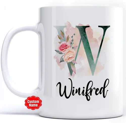 Miniatura 11 de PREZZY Taza personalizada con letra N con inicial, monograma personalizado, taza de café floral, regalos para mujeres, hombres, familiares, amigos