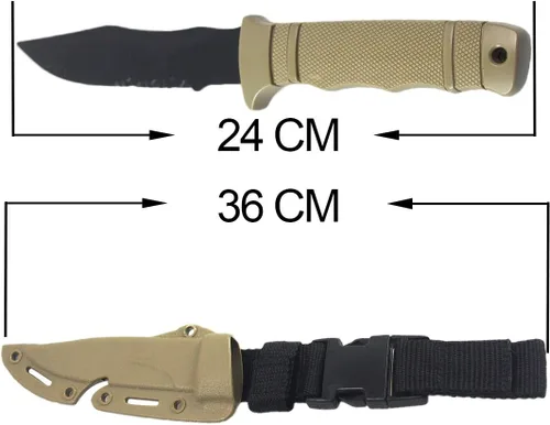 Miniatura 2 de Cuchillo bayoneta Toonol de plástico para entrenamiento táctico con vaina 1pcs Machete-Tan