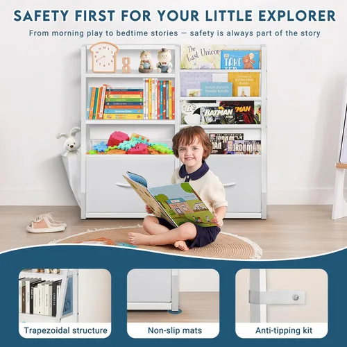 Miniatura 7 de LOFTEY Estantería infantil y almacenamiento de juguetes, estante para libros para habitación de niños, estantería Montessori para niños pequeños