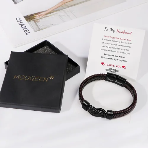 Miniatura 7 de Pulsera de cuero trenzado para hombre, regalo para hombres, marido, novio, papá, hijo, nieto, hermano, cumpleaños, día del padre, aniversario