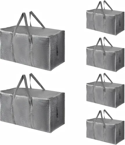 Miniatura 42 de Paquete de 4 bolsas de mudanza extra grandes y resistentes, bolsas de almacenamiento impermeables con asas y cremalleras, plegables para dormitorio