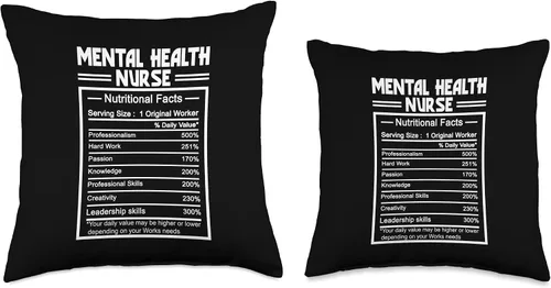 Miniatura 3 de Awesome Mental Health Nurse Profession Design Funny Job Title Worker Nutrition Facts Mental Health Nurse Throw Pillow, 16x16, Multicolor