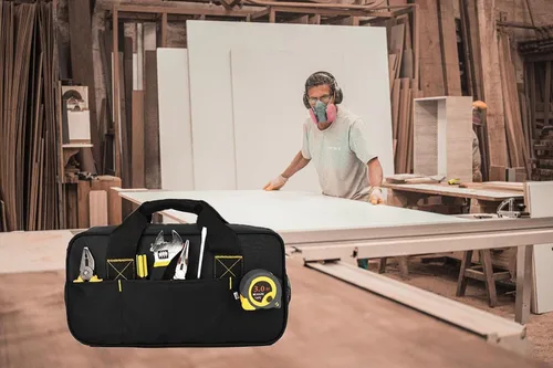Miniatura 6 de FASTECH Bolsa de herramientas resistente de 14 pulgadas, bolsa de herramientas de boca ancha, bolsa organizadora de herramientas impermeable, bolsa