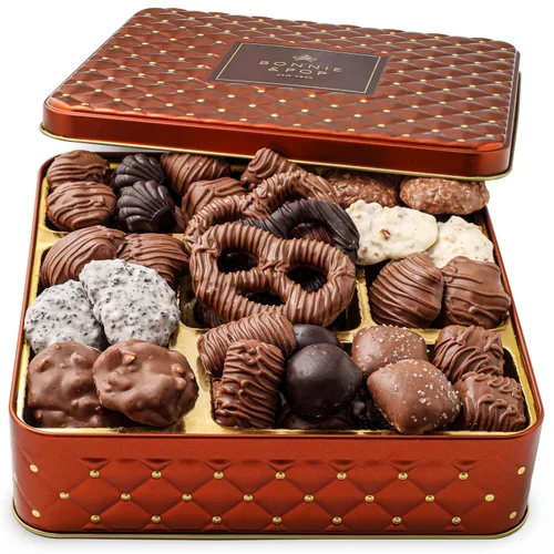 Cesta de regalo de chocolate para el día del padre, caja de regalo de dulces con leche surtida, chocolates oscuros y blancos, idea de regalo de