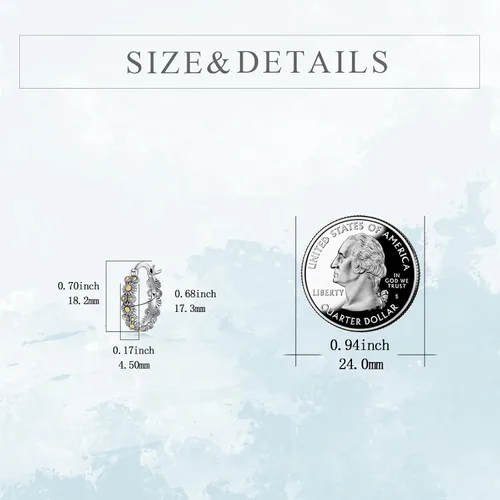 Miniatura 6 de POPLYKE Aretes de plata de ley con diseño de flores, pequeños aretes tipo huggie, regalo de joyería para mujer