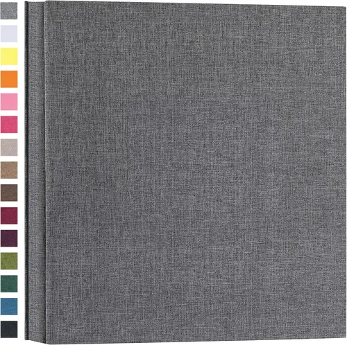 Potricher - Álbum de fotos de 4x6 pulgadas, de lino, con tapa dura, para 600 fotos, de gran capacidad, libro de imágenes para la familia, boda, Gris