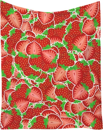 Manta de fresa, 30 x 40 pulgadas, bonita manta de frutas para mujeres y niñas, suave y acogedora, mantas de franela para sofá, cama