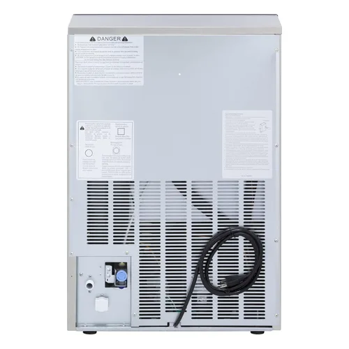 Miniatura 5 de Maxx Ice Máquina de hielo autónoma de 100 libras, refrigerada por aire, acero inoxidable y borde negro con capacidad de almacenamiento de hielo