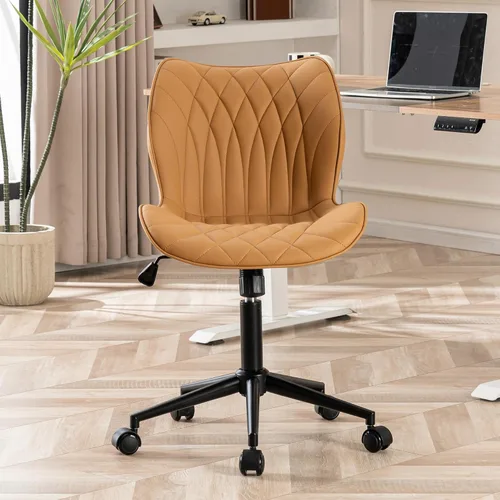 Miniatura 18 de YOUNUOKE Silla de escritorio sin brazos, cómoda silla de oficina con ruedas, silla ergonómica para el hogar, sillas ajustables para computadora