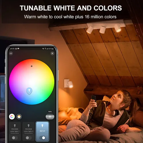 Miniatura 7 de Zigbee - Bombillas inteligentes GU10, compatibles con Hu*e*, Alexa y Google y ConBee (requiere concentrador), 5 W (50 W), bombilla LED WiFi