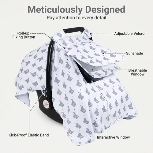 Miniatura 3 de Funda para Asiento de Coche para Bebé, Fundas para Asiento de Coche para Bebés con 2 Capas, Ventanas Transpirables, Funda para Asiento de Coche