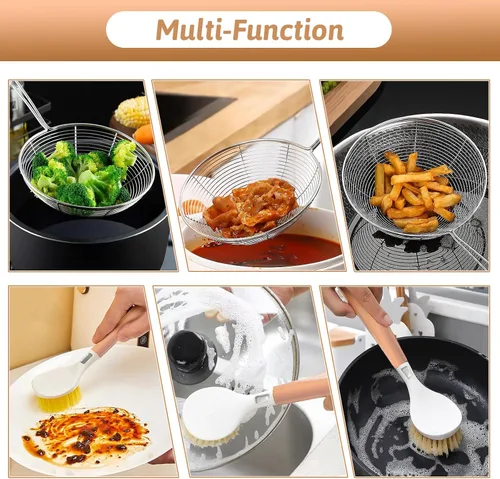Miniatura 9 de Spaetzle Maker de acero inoxidable de alta calidad con mango de goma antideslizante, colador de araña, raspador de silicona y cepillo de plástico