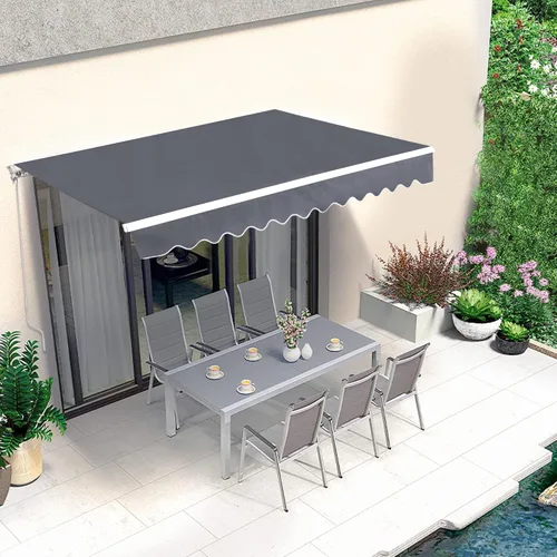 Miniatura 11 de MCombo Toldo retráctil manual de 9.9 x 7.8 pies para puerta y ventana de patio, parasol refugio toldo exterior, 0810 (gris, 9.9'(L) x 7.8'(A))