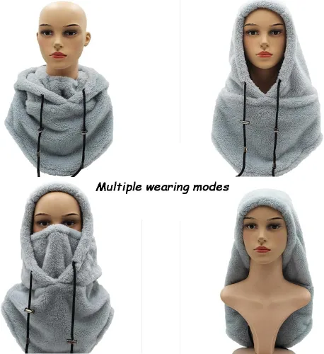 Miniatura 3 de Capucha de sherpa, capucha de sherpa, máscara de esquí, pasamontañas de invierno, resistente al viento, ajustable, cálida, de forro polar, bufanda