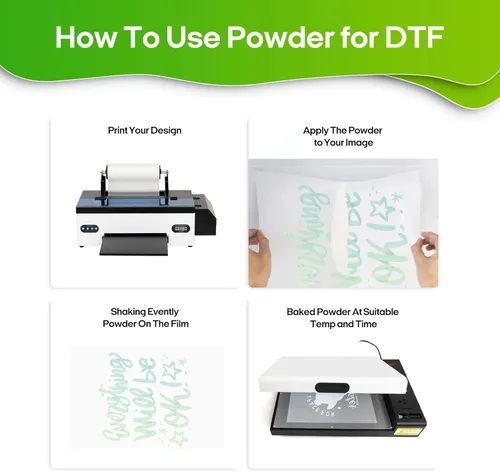 Miniatura 5 de DTF Polvo adhesivo termofusible en polvo blanco 500g (17.6oz) DTF transferencia polvo para sublimación, compatible con impresoras DTF ET-8550