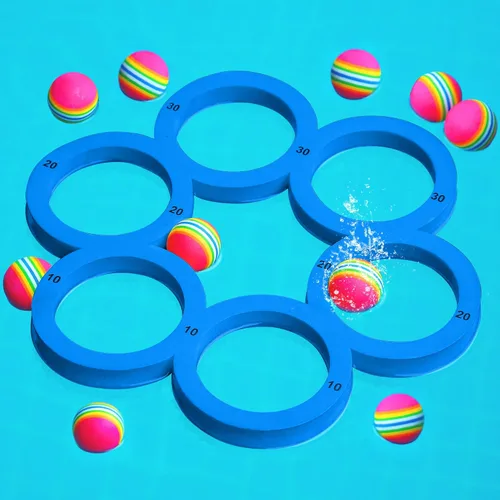 Hiboom Juego de piscina con puntuación, combo de flotadores de espuma para piscina con 10 bolas de lanzamiento coloridas, juego de lanzamiento,