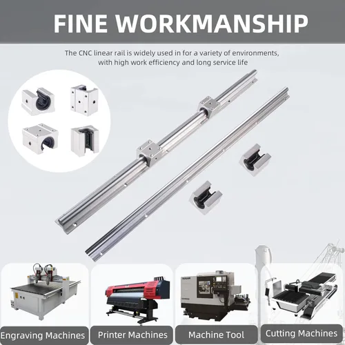 Miniatura 6 de ANWOK - Riel lineal SBR20-23.622 in/23.6 pulgadas, riel deslizante lineal con 4 bloques de rodamientos SBR20UU para routers CNC de bricolaje