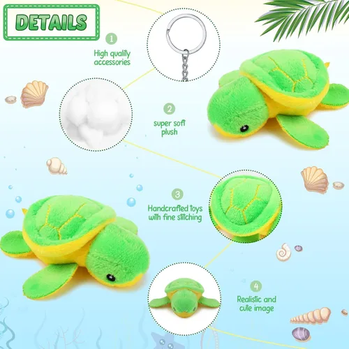 Miniatura 4 de HyDren 24 piezas de juguete de tortuga pequeña de peluche a granel, tortuga marina suave de peluche, tortuga adorable de peluche, juguete