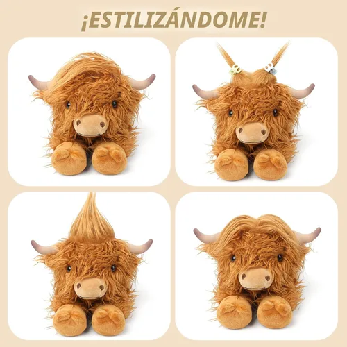Miniatura 5 de Highland Cow - Animales de peluche para microondas, almohadilla térmica para calambres, alivio del dolor y estrés, calentable y refrigerable