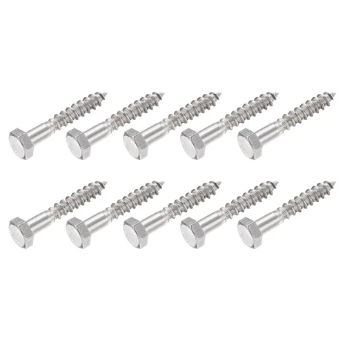 Miniatura 23 de METALLIXITY Tornillos hexagonales (M6 x 1.575 in), 10 unidades, pernos de madera autorroscantes de acero inoxidable 304, para aplicaciones domésticas