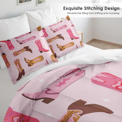 Miniatura 4 de Pamnest Juego de edredón tamaño Twin, ropa de cama suave retro vaquera occidental de 2 piezas para niños y adultos, juego de edredón estético